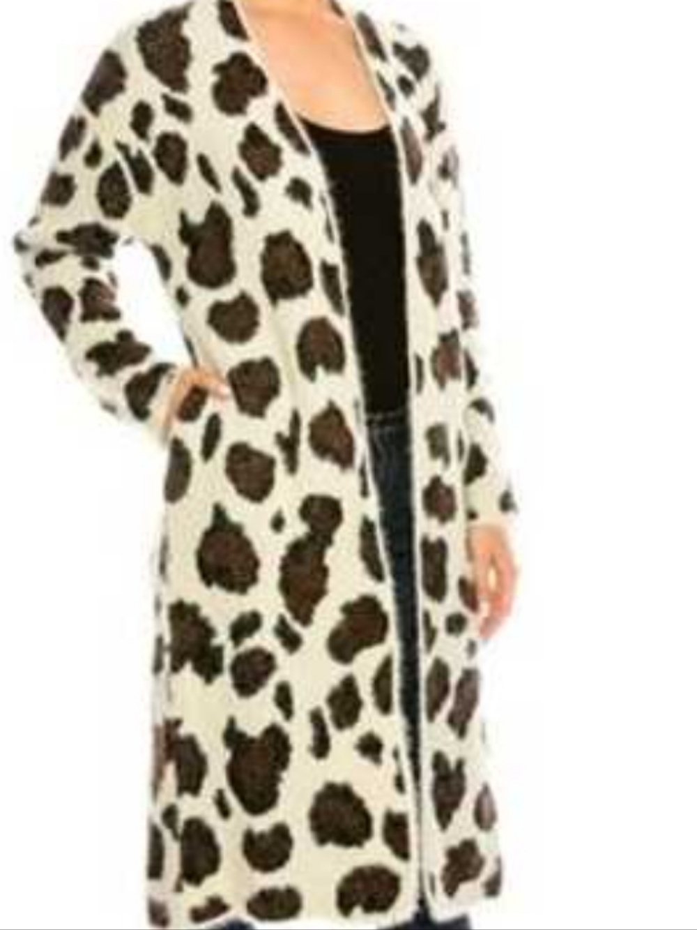 She + Sky Cardigan Leopard Print Duster W/ Pockets